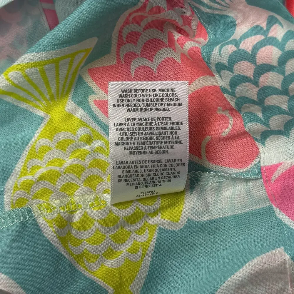 Carters Girls Sundress Fish Print Aqua Pink Yellow Cotton Size 6X